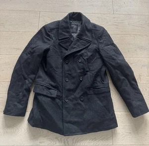 Allsaints Spitalfields Peacoat Men's 40 Gray Wool Double-Breasted - Picture 1 of 7