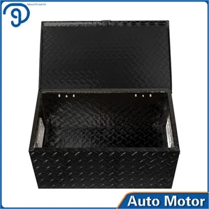Black 20" Cuboid Aluminum Diamond Plate for Garage Pickup Trailer Tool Box - Picture 1 of 13