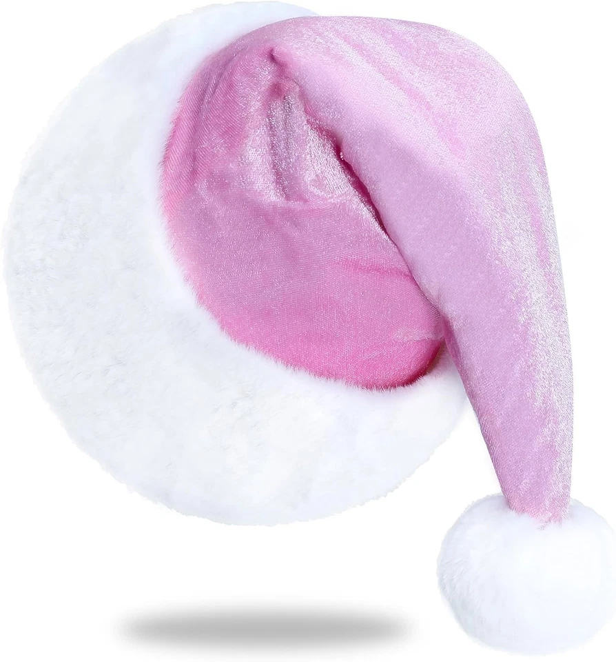 Sombrero de Papá Noel de Terciopelo Rojo Vino para Adultos Peluche Grueso Navidad Vacaciones Disfraz Foto 1 de 4