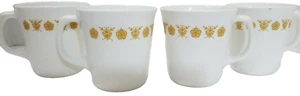 Corning Ware Butterfly Gold Coffee/Tea Mugs w/handle-Vintage -4 Mugs-Holds 8 oz. - Picture 1 of 9