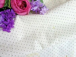 ANTIQUE Vintage FABRIC ivory LINEN with TINY DOTS for DOLL CLOTHES remnant dress - Picture 1 of 8