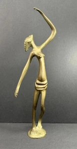 "Escultura artística tribal de bronce africana de latón de colección alargada mujer estirada 17,5""" - Imagen 1 de 24