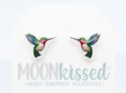 Colourful Rainbow Hummingbird Silver Plated Studded Earrings