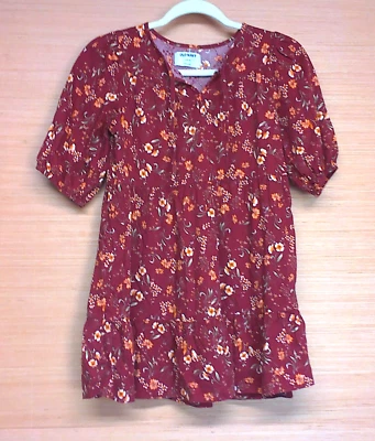 Antiguo Vestido Azul Marino Ajuste y Acampanado Borgoña con Flores Niña Grande 10-12 Foto 1 de 4