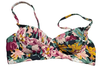 Top de bikini para mujer TORI PRAVER talla M rosa negro floral correas ajustables piscina 78-15 Foto 1 de 4