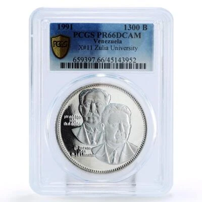 Venezuela 1300 bolivares Creation of Zulia University PR66 PCGS silver coin 1991 - Image 1 of 2