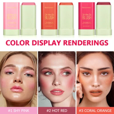Waterproof Facial Blush Stick Natural Cheek Rouge Silky Smooth Cheek Tint Cream - Image 1 of 4