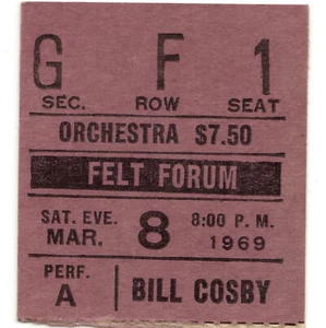 RHETTA HUGHES & BILL COSBY Concert Show Ticket Stub NYC 3/8/69 MSG HEY HEY HEY - Picture 1 of 1