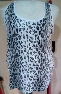 Alyx sleeveless animal print women's shirt, 19"A by 27"L, XL. Sparkling front - Picture 1 of 3