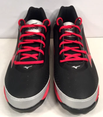 全新 美津浓 尺码 11.5 足球/棒球鞋 防滑鞋 - 黑色 红色和银色 — 第 1/4 张图片