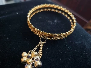 Vintage Gold Tone Filigree Bangle Bracelet Elegant with charm - Picture 1 of 3