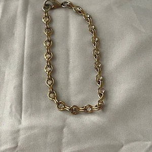 Vintage Bling Rhinestone Eyelet Chain Link "Vintage Look" Bracelet - Picture 1 of 11
