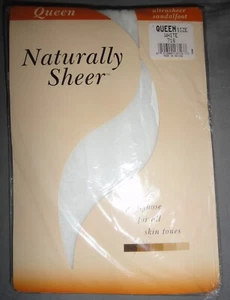 NATURALLY SHEER QUEEN SIZE ULTRASHEER PANTYHOSE WHITE SANDALFOOT - Picture 1 of 2