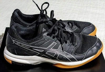 Asics Gel Rocket 8 Women's Size 7.5 Black Mesh Lace Up Volleyball Shoes (B756Y) - Image 1 of 4