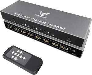 HDMI Switch 7 in 1 Out 4K@60Hz,7 Ports HDMI Selector with Remote,HDR HDCP 3D,PS5 - Picture 1 of 6