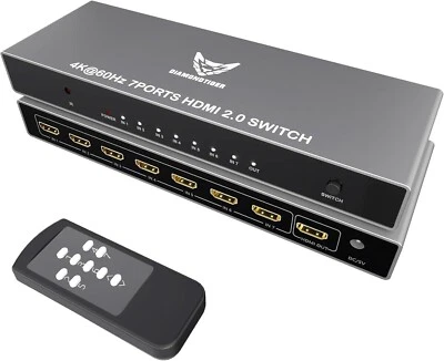 HDMI Switch 7 in 1 Out 4K@60Hz,7 Ports HDMI Selector with Remote,HDR HDCP 3D,PS5 - Image 1 of 4