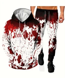 I'm Fine Blood Stained Drip Set Hoodie And Pants Men's 2pc Set - Picture 1 of 5