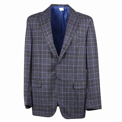 Kiton Slim-Fit Gray and Blue Check Cashmere Sport Coat 46L Long (Eu 56L) NWT - Image 1 of 4