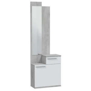 Mobile Ingresso Scarpiera Caren con Specchio 61x28x185h in Cemento e Bianco Arti - Foto 1 di 1