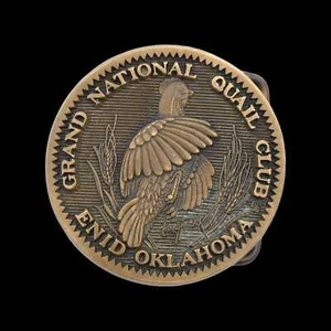 Grand National Quail Club Solid Brass Vintage Belt Buckle - Picture 1 of 3