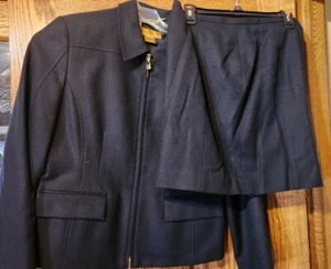 Classiques Entier Women's Black Zip Up Long Sleeve Blazer & Short Skirt L/12 - Picture 1 of 9