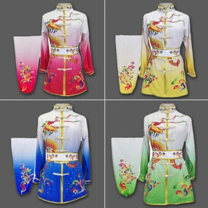 Gradient Color Martial Arts Outfit Tai Chi Uniform Kungfu Suit Dragon Embroidery - Picture 1 of 15