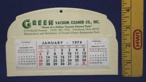 1974 Desk Advertising Calendar GREEN Vacuum Cleaner Co in Cleveland, Ohio - Picture 1 of 4