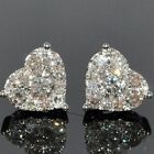 Sparkling Crystal Zircon Heart 925 Sterling Silver Stud Earrings Womens Jewelry