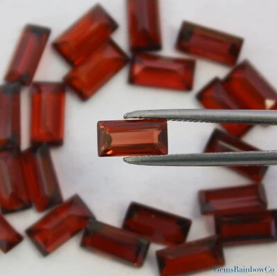 Natural Indian Garnet Baguette Faceted 8x4 mm to 10x5 mm Loose gems AAA Quality - Image 1 of 4