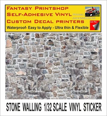 SCALEXTRIC SLOT CAR 1/32 STONE WALLING BUILDING STICKERS DECALS SHEET 3 L VINYL - Image 1 of 3