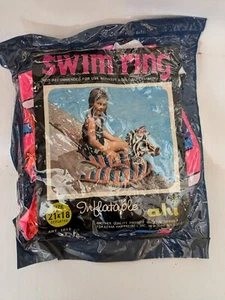 Vintage 1970's Zebra Swim Ring Inflatable Boat Pool Toy Floatie 21 x 18 Ahi NEW - Picture 1 of 4