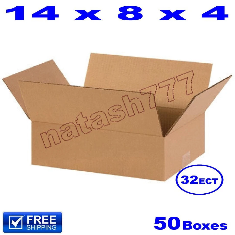 50 - 14x8x4 Cardboard Boxes 32-ECT Mailing Packing Shipping Corrugated Carton - Image 1 of 1