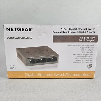 NETGEAR Soho 5-Port Gigabit Ethernet Switch GS305 100PAS NEW/SEALED - Image 1 of 4