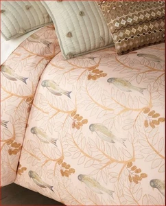 Funda nórdica Pine Cone Hill Oiseaux Birds satén king rosa melocotón - Imagen 1 de 7