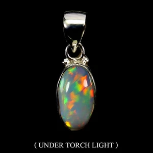 925 Sterlingsilber Anhänger Oval Feuer Opal 13x7mm Handgemacht Edelstein Schmuck - Bild 1 von 13
