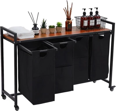 Laundry Clothes Hamper Organizer Sorter Basket with Pull-Out and Removable Bag - Image 1 of 4