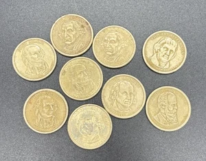 x9 Presidential Dollar Coins Washington/Adams/Van Buren/Hayes/Jefferson/Madison - Picture 1 of 3