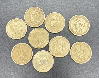 x9 Presidential Dollar Coins Washington/Adams/Van Buren/Hayes/Jefferson/Madison - Image 1 of 3