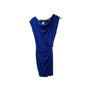 Lauren Ralph Lauren Womens 2 Ruched Jersey Stretch Dress Faux Wrap Royal Blue  - Picture 1 of 5