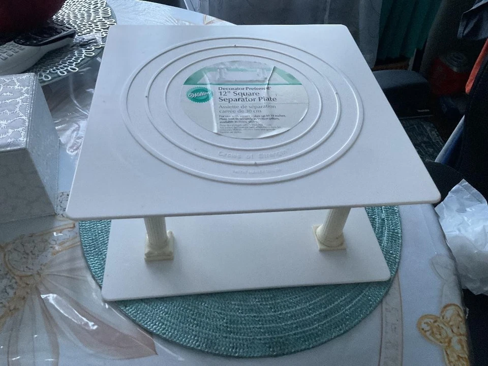 Wilton Two 12” Square plates with (4) 5” separator pillars ❤️❤️ - Image 1 of 1