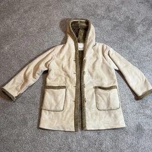St Johns Bay Womens Tan Faux Suede Winter Coat Faux Fur Lined Petite - X Large - Picture 1 of 21