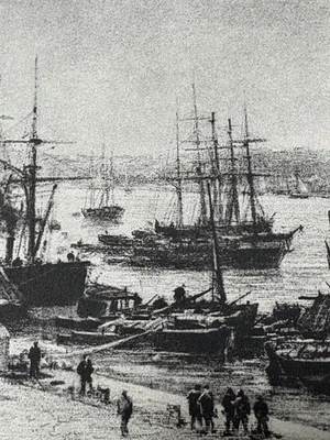 Maxime Lalanne Gravure marine port maritime de bordeaux vue des chartrons - Photo 1/4