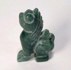 Lion Foo Dog Carving Natural Stone Carved Mini 1.5" Sculpture  - Picture 1 of 9