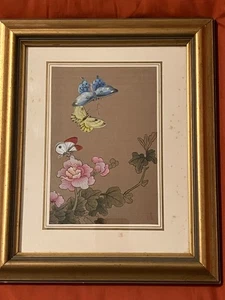 Zhao Shaoang Signed Watercolor On Silk Butterfly - Picture 1 of 18