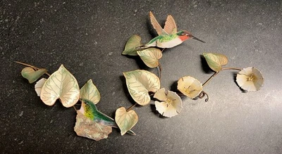 Bovano of Cheshire Wall Sculpture Hummingbirds On Vines Enamel Copper Art 16x9” - Image 1 of 4