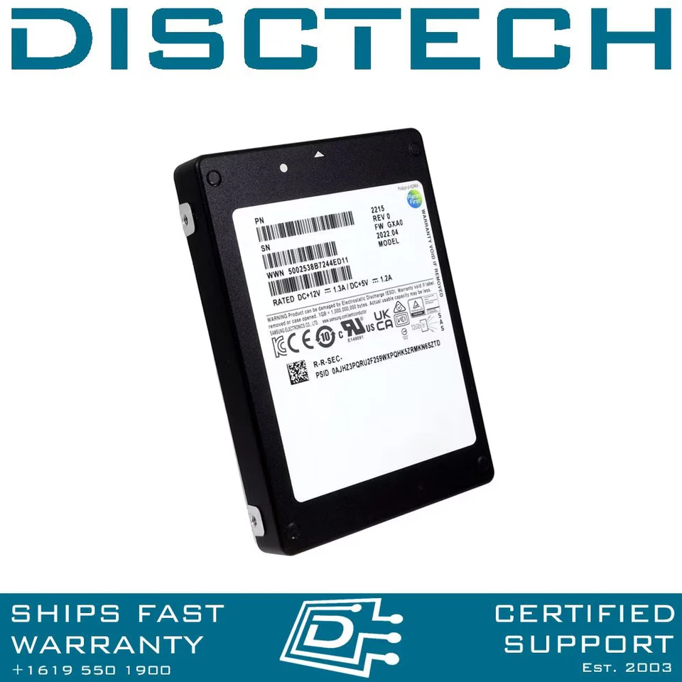 Samsung 3.2TB SAS 12Gbps Mixed Use SSD 2.5in PM1645 MZ-1LT3T20 MZILT3T2HBLS - Image 1 of 3