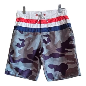 MINI BODEN BOY'S 140 9 10 Years Swim Trunks Shorts, Camo, Stripes, Mesh Lining - Picture 1 of 8