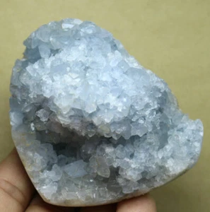 380g Top Grade Gorgeous Sky Blue Celestite Heart Geode Rough Reiki Crystal - Picture 1 of 9