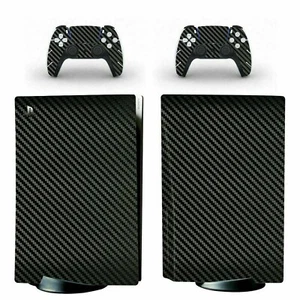 Calcomanía de FIBRA DE CARBONO para SONY PS5 estilo disco NEGRO texturizado piel pegatina kit envoltura - Imagen 1 de 1