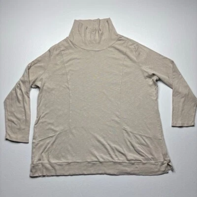 NorthCrest 3X Top Womens Turtleneck Long Sleeves Beige Classic Style - Image 1 of 4